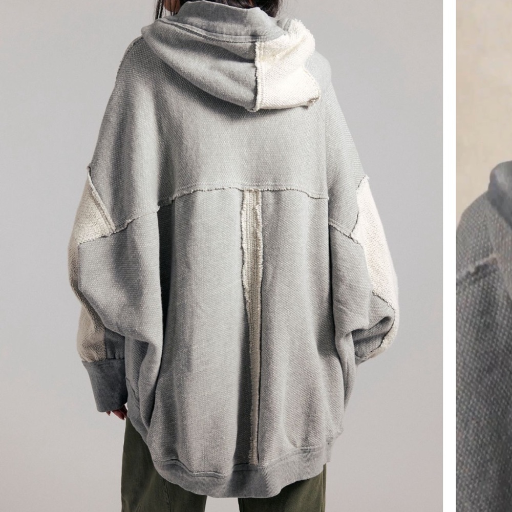 Free People Forever Yours Oversized Two-Tone Gray Hoodie Size Medium - Picture 6 of 12